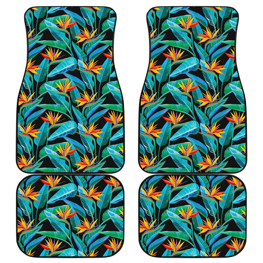 Teal Tropical Pattern Print Front and Back Car Floor Mats