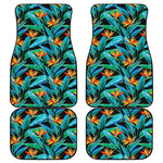 Teal Tropical Pattern Print Front and Back Car Floor Mats