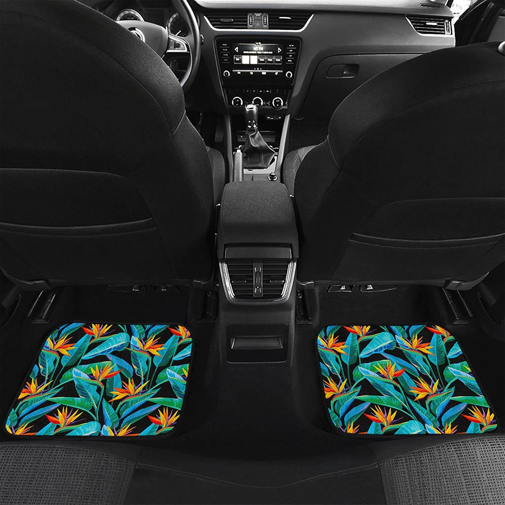 Teal Tropical Pattern Print Front and Back Car Floor Mats