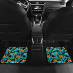 Teal Tropical Pattern Print Front and Back Car Floor Mats