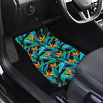 Teal Tropical Pattern Print Front and Back Car Floor Mats