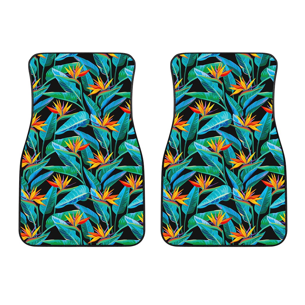 Teal Tropical Pattern Print Front Car Floor Mats