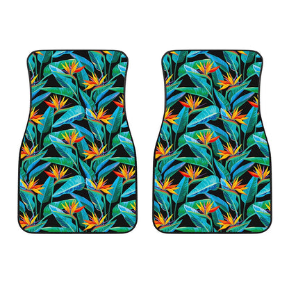 Teal Tropical Pattern Print Front Car Floor Mats