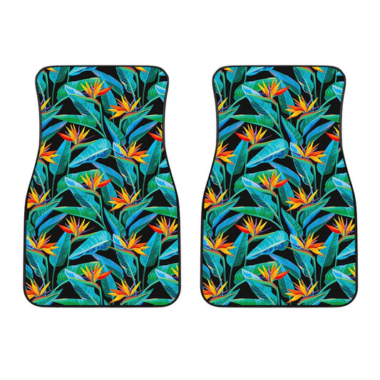 Teal Tropical Pattern Print Front Car Floor Mats