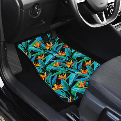 Teal Tropical Pattern Print Front Car Floor Mats