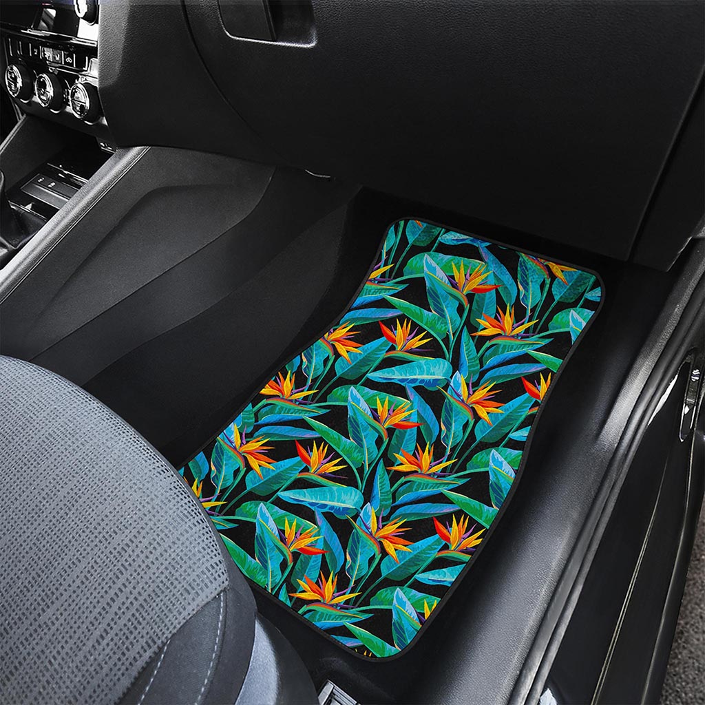 Teal Tropical Pattern Print Front Car Floor Mats