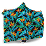 Teal Tropical Pattern Print Hooded Blanket