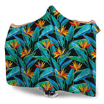 Teal Tropical Pattern Print Hooded Blanket