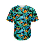Teal Tropical Pattern Print Men's Baseball Jersey
