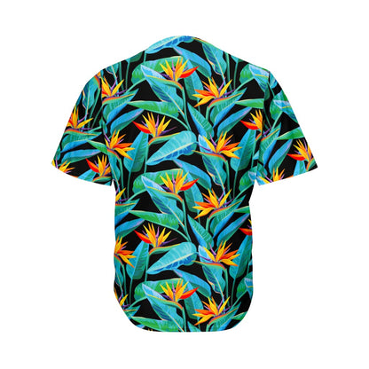 Teal Tropical Pattern Print Men's Baseball Jersey