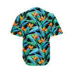 Teal Tropical Pattern Print Men's Baseball Jersey