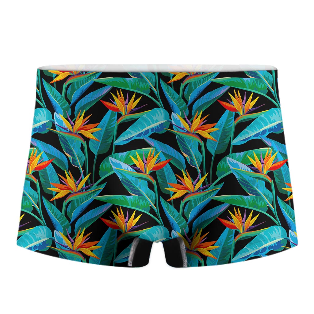 Teal Tropical Pattern Print Men's Boxer Briefs