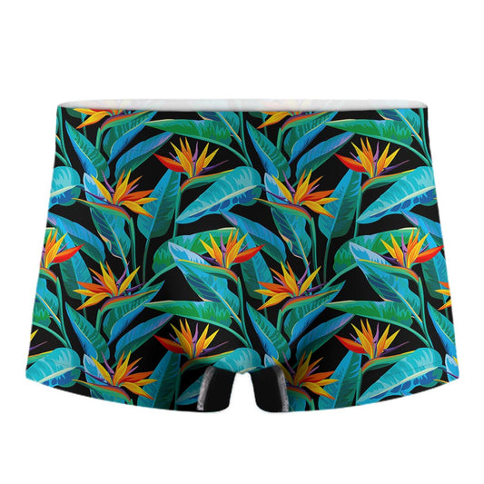 Teal Tropical Pattern Print Men's Boxer Briefs