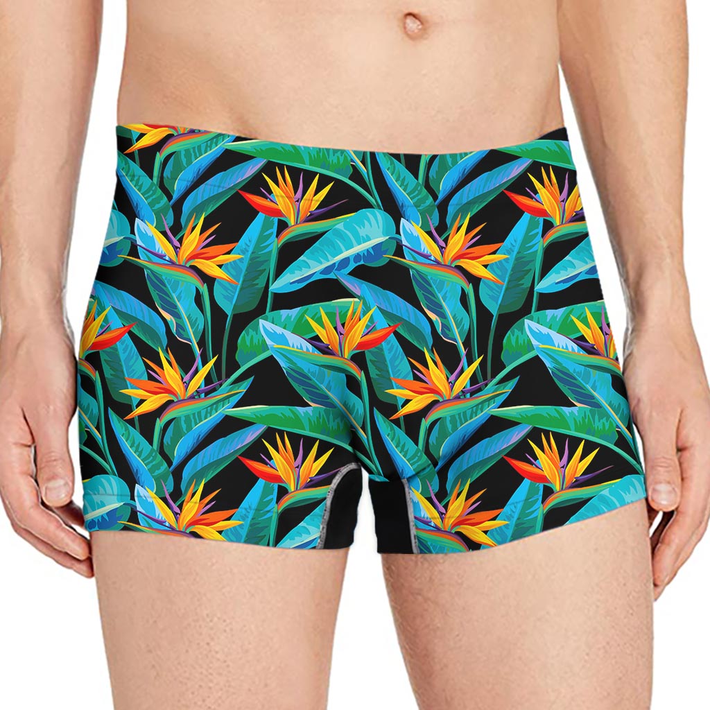 Teal Tropical Pattern Print Men's Boxer Briefs