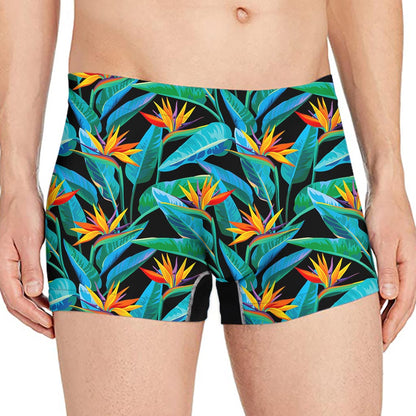 Teal Tropical Pattern Print Men's Boxer Briefs