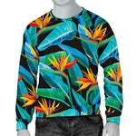 Teal Tropical Pattern Print Men's Crewneck Sweatshirt GearFrost
