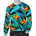 Teal Tropical Pattern Print Men's Crewneck Sweatshirt GearFrost