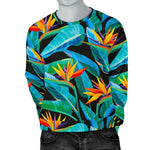 Teal Tropical Pattern Print Men's Crewneck Sweatshirt GearFrost