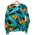 Teal Tropical Pattern Print Men's Crewneck Sweatshirt