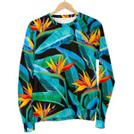 Teal Tropical Pattern Print Men's Crewneck Sweatshirt GearFrost