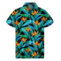 Teal Tropical Pattern Print Men's Short Sleeve Shirt