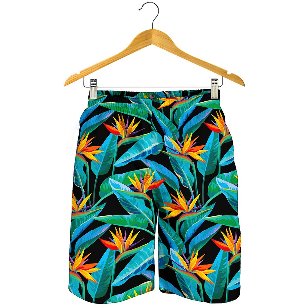 Teal Tropical Pattern Print Men's Shorts
