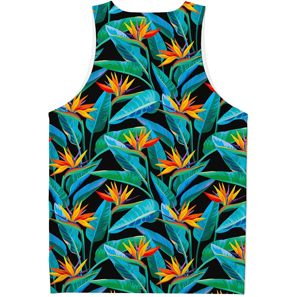 Teal Tropical Pattern Print Men's Tank Top