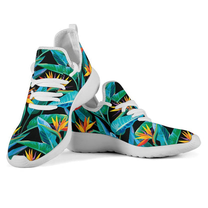 Teal Tropical Pattern Print Mesh Knit Shoes GearFrost