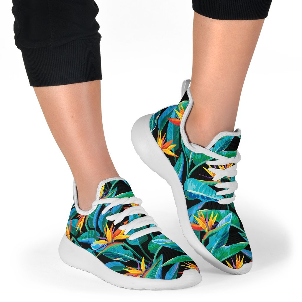Teal Tropical Pattern Print Mesh Knit Shoes GearFrost