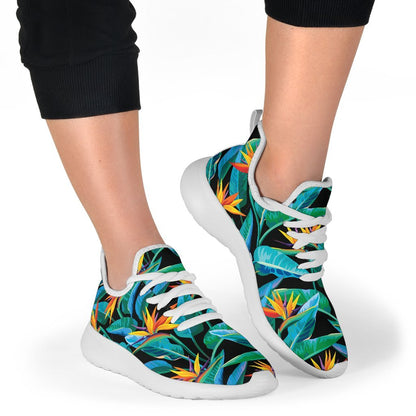 Teal Tropical Pattern Print Mesh Knit Shoes GearFrost