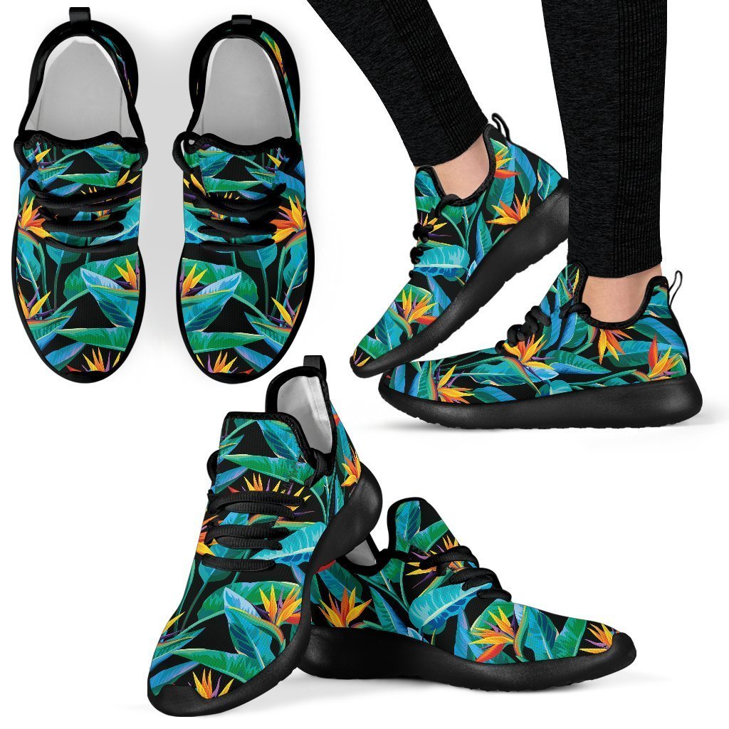 Teal Tropical Pattern Print Mesh Knit Shoes GearFrost