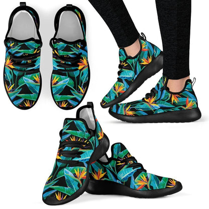 Teal Tropical Pattern Print Mesh Knit Shoes GearFrost