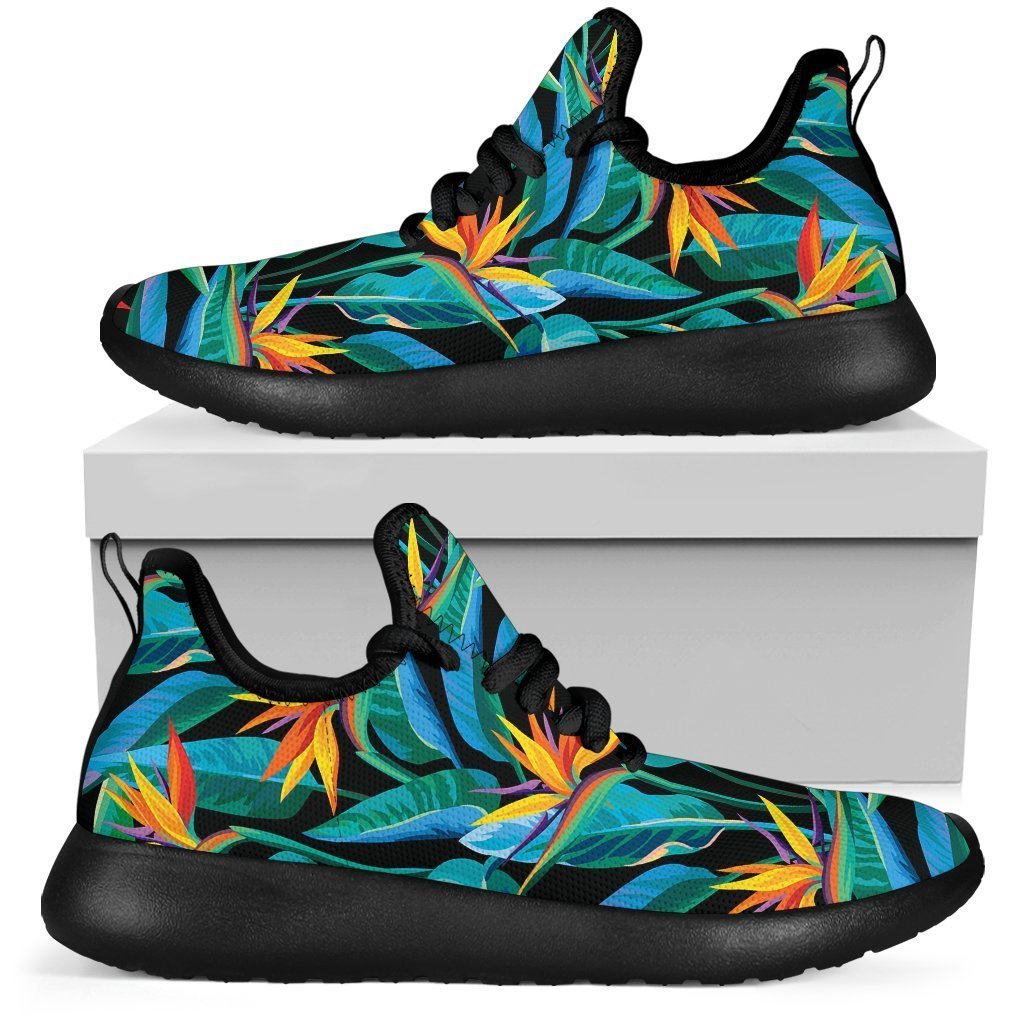 Teal Tropical Pattern Print Mesh Knit Shoes GearFrost