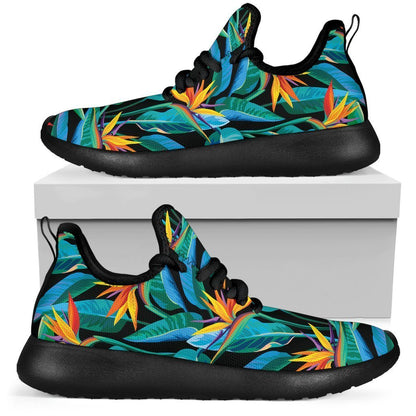 Teal Tropical Pattern Print Mesh Knit Shoes GearFrost