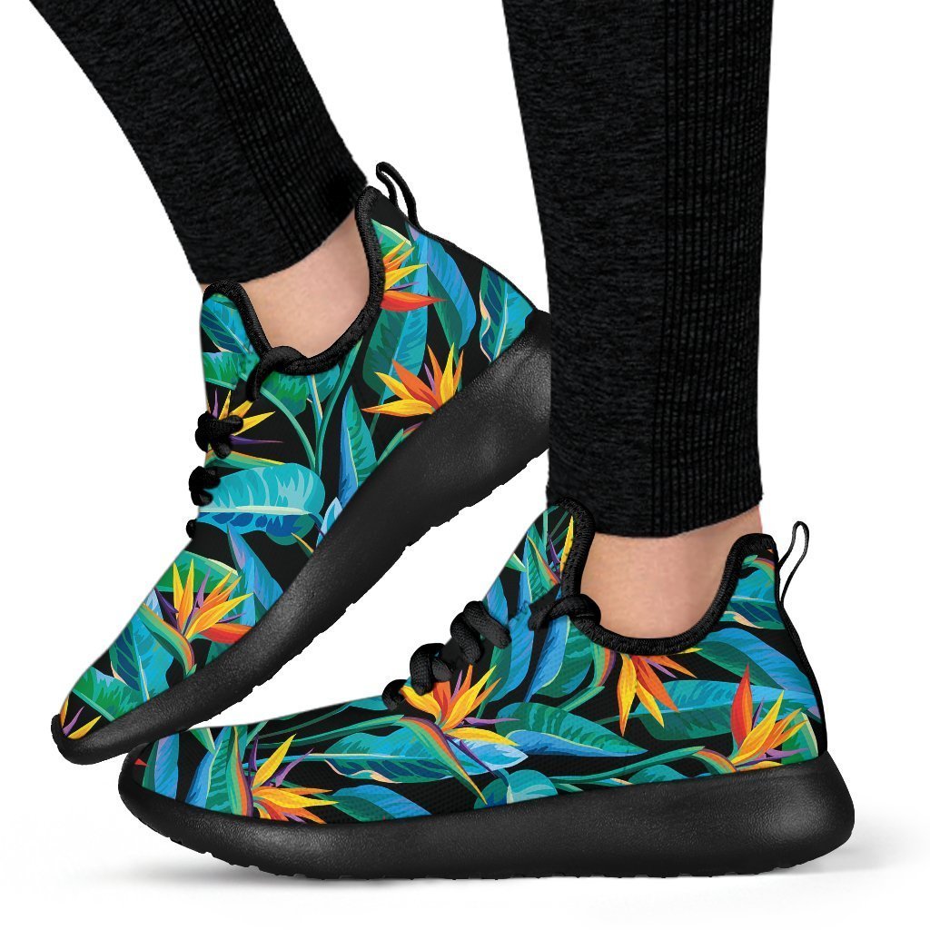 Teal Tropical Pattern Print Mesh Knit Shoes GearFrost