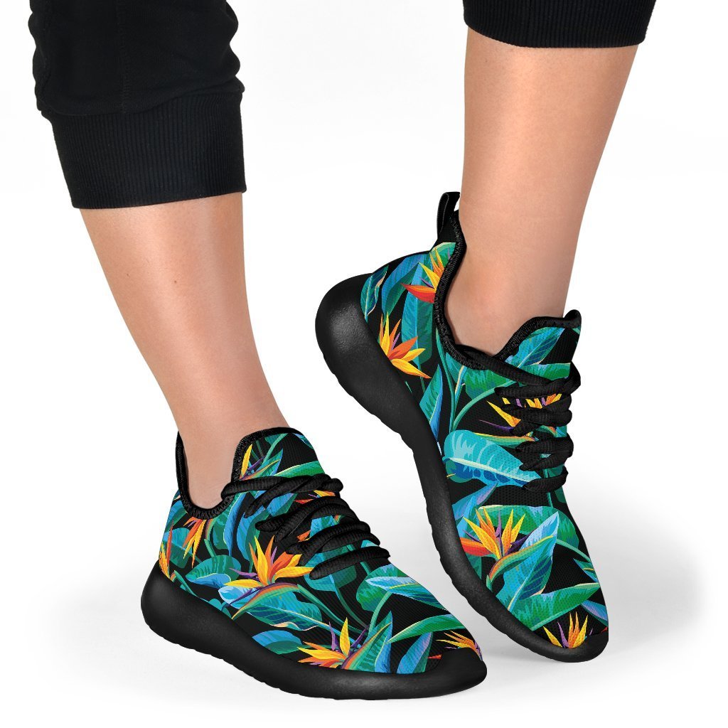Teal Tropical Pattern Print Mesh Knit Shoes GearFrost