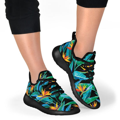 Teal Tropical Pattern Print Mesh Knit Shoes GearFrost