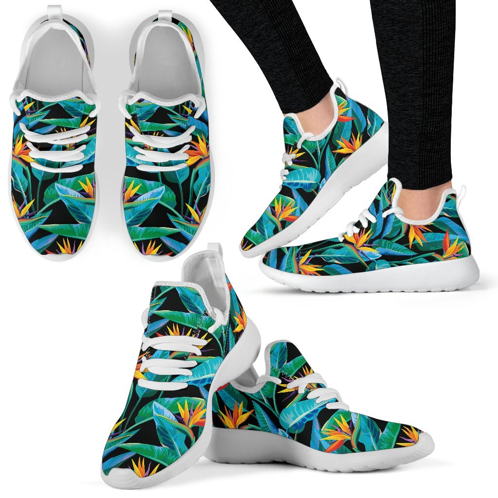 Teal Tropical Pattern Print Mesh Knit Shoes GearFrost