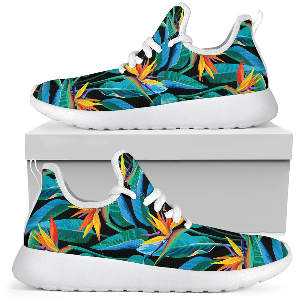 Teal Tropical Pattern Print Mesh Knit Shoes GearFrost