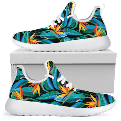 Teal Tropical Pattern Print Mesh Knit Shoes GearFrost