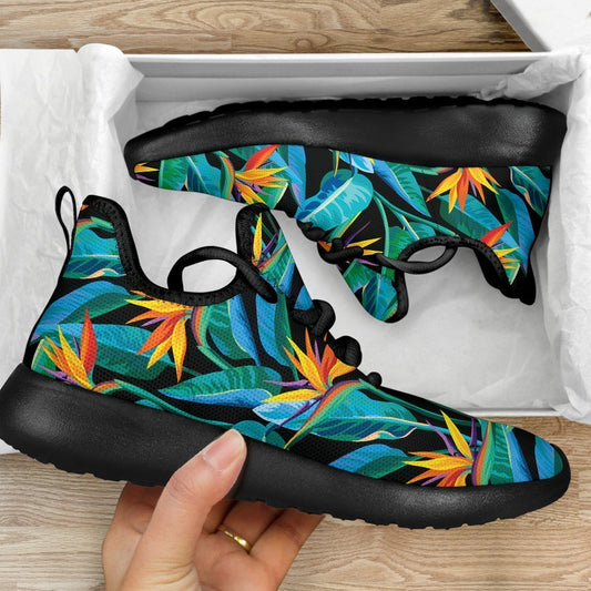 Teal Tropical Pattern Print Mesh Knit Shoes GearFrost