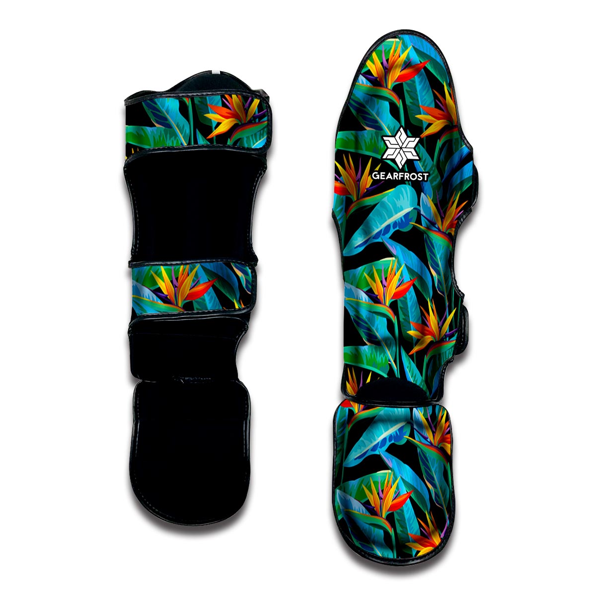 Teal Tropical Pattern Print Muay Thai Shin Guard