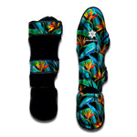 Teal Tropical Pattern Print Muay Thai Shin Guard