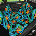 Teal Tropical Pattern Print Pet Car Back Seat Cover