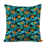 Teal Tropical Pattern Print Pillow Cover