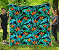 Teal Tropical Pattern Print Quilt
