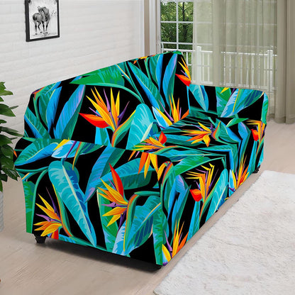Teal Tropical Pattern Print Sofa Cover
