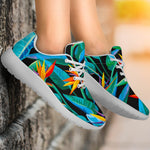 Teal Tropical Pattern Print Sport Shoes GearFrost