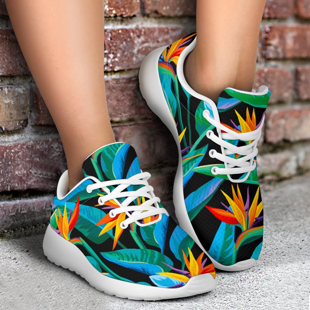 Teal Tropical Pattern Print Sport Shoes GearFrost