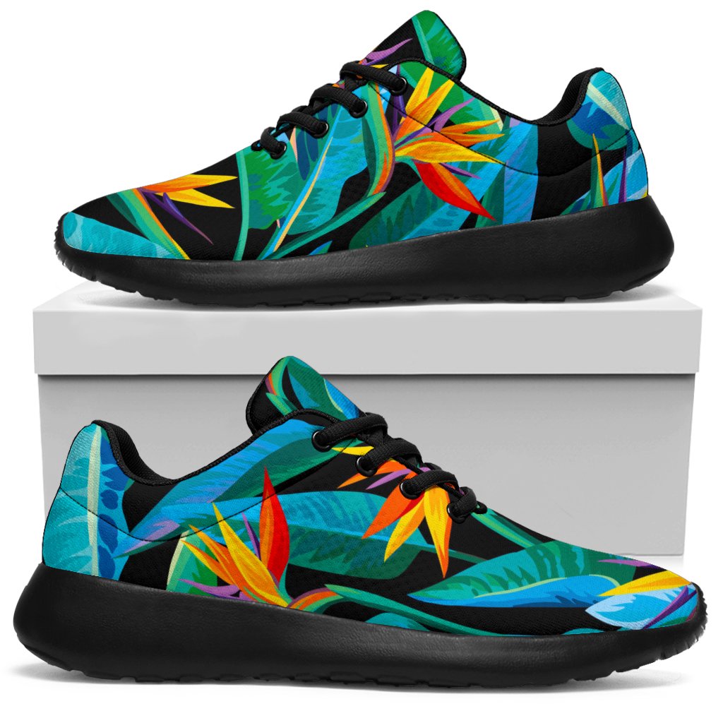 Teal Tropical Pattern Print Sport Shoes GearFrost